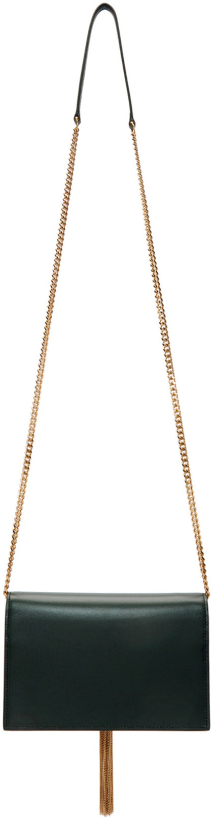 Saint Laurent Kate Tassel Chain Wallet Calfskin Green