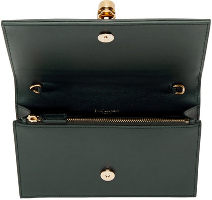 Saint Laurent Kate Tassel Chain Wallet Calfskin Green