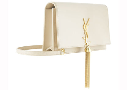 Saint Laurent Kate Tassel Smooth Leather Small Off-White