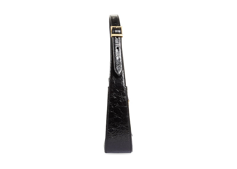 Saint Laurent Le 5 A 7 Croc Embossed Leather Hobo Black