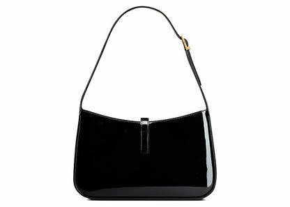 Saint Laurent Le 5 A 7 Hobo Bag In Patent Leather Noir