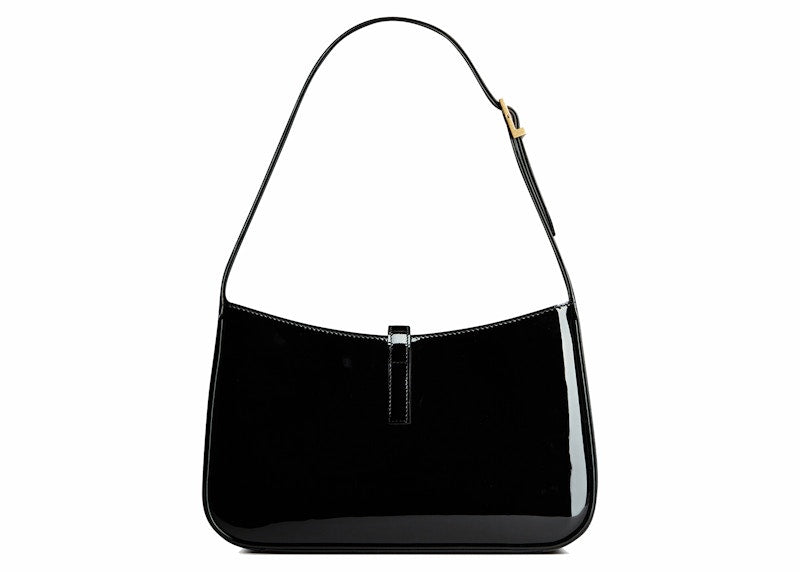 Saint Laurent Le 5 A 7 Hobo Bag In Patent Leather Noir