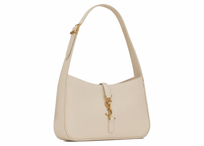 Saint Laurent Le 5 A 7 Hobo Bag In Smooth Leather Blanc Vintage