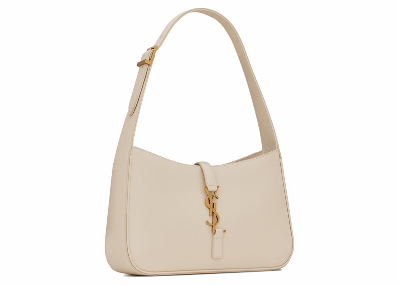 Saint Laurent Le 5 A 7 Hobo Bag In Smooth Leather Blanc Vintage