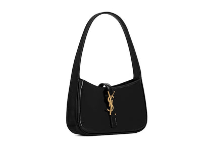 Saint Laurent Le 5 A 7 Mini Hobo Bag In Shiny Leather Black