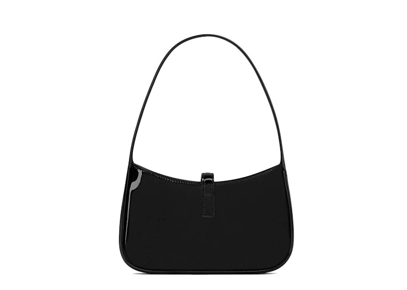 Saint Laurent Le 5 A 7 Mini Hobo Bag In Shiny Leather Black