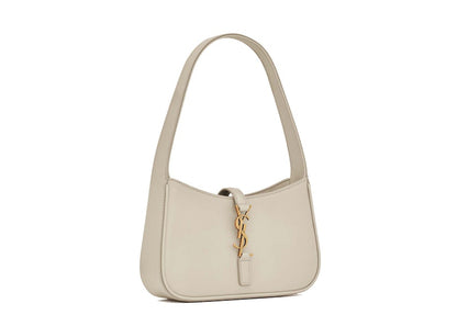 Saint Laurent Le 5 A 7 Mini Hobo Bag In Smooth Leather Blanc Vintage