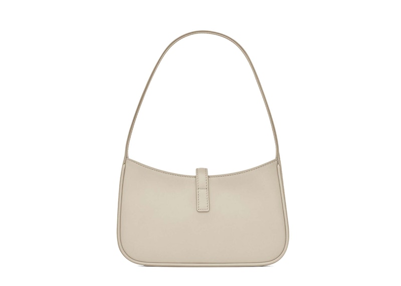 Saint Laurent Le 5 A 7 Mini Hobo Bag In Smooth Leather Blanc Vintage