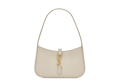 Saint Laurent Le 5 A 7 Mini Hobo Bag In Smooth Leather Blanc Vintage
