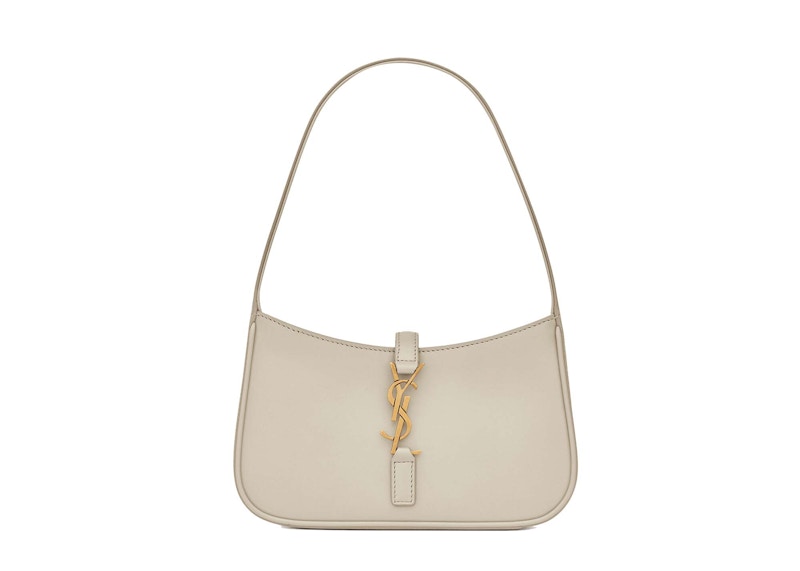 Saint Laurent Le 5 A 7 Mini Hobo Bag In Smooth Leather Blanc Vintage