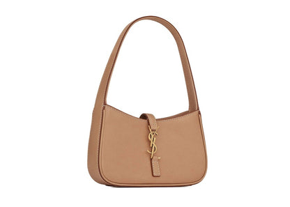 Saint Laurent Le 5 A 7 Mini Hobo Bag In Vegetable-Tanned Leather Brown Gold