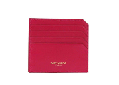 Saint Laurent Leather Card Holder Fuchsia