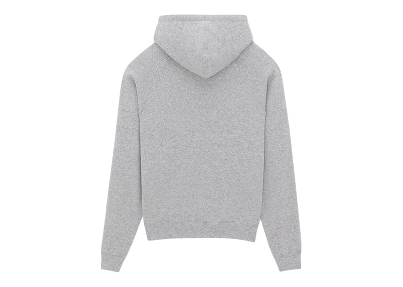 Saint Laurent Logo Embroidered Hoodie Grey