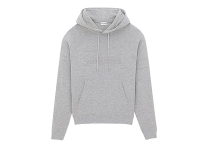 Saint Laurent Logo Embroidered Hoodie Grey
