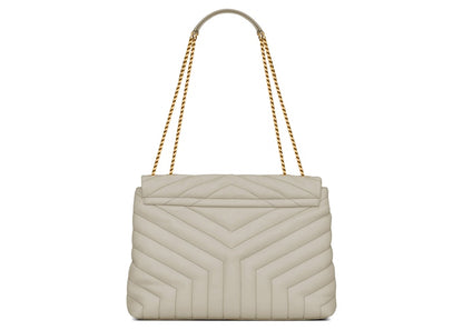 Saint Laurent Loulou Medium Chain Bag Matelasse Y Blanc Vintage