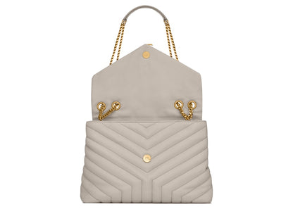 Saint Laurent Loulou Medium Chain Bag Matelasse Y Blanc Vintage