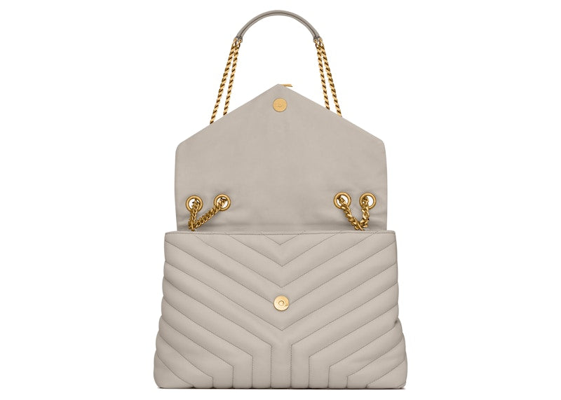 Saint Laurent Loulou Medium Chain Bag Matelasse Y Blanc Vintage