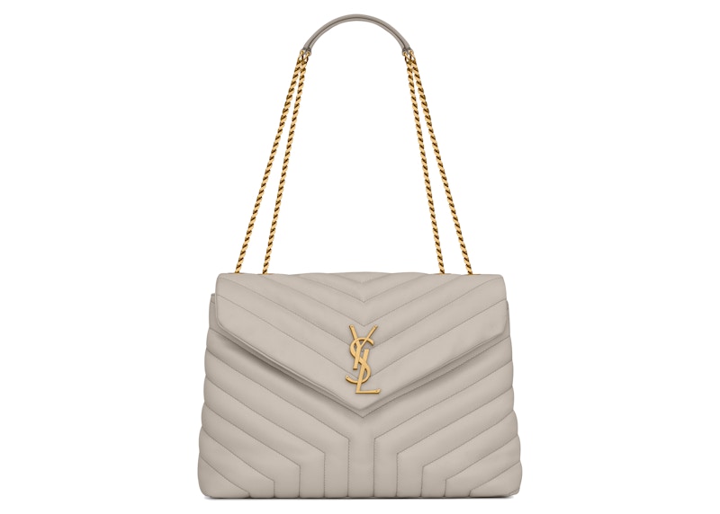 Saint Laurent Loulou Medium Chain Bag Matelasse Y Blanc Vintage