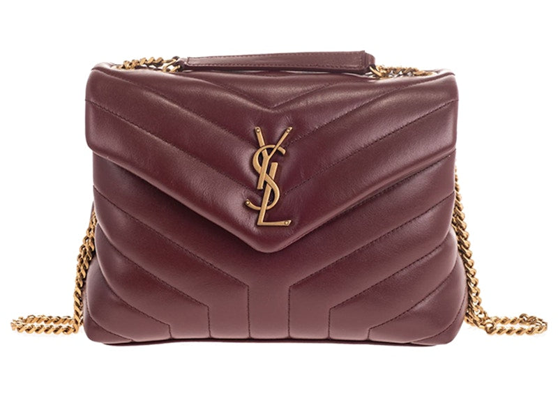 Saint Laurent Loulou Small Chain Bag Matelasse Y Rouge Legion