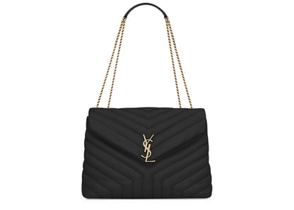 Saint Laurent Loulou Bag Matelasse Y Leather Gold-tone Medium Black