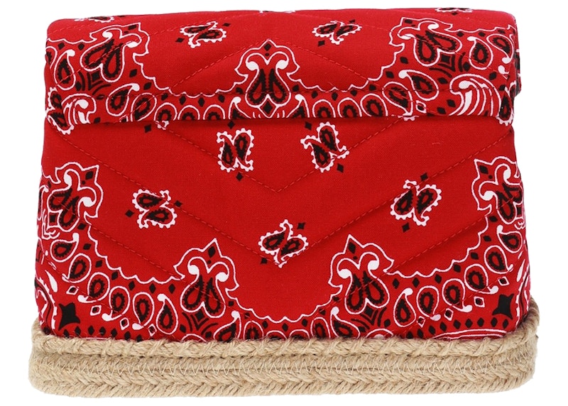 Saint Laurent Loulou Espadrille Bandana Shoulder Bag Red