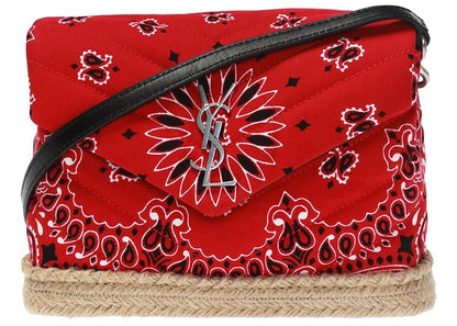 Saint Laurent Loulou Espadrille Bandana Shoulder Bag Red
