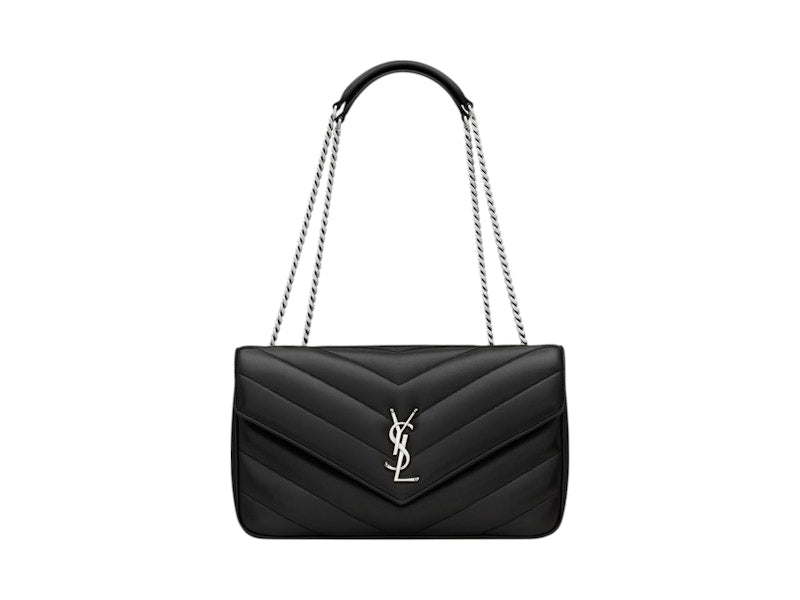 Saint Laurent Loulou Medium In Pelle Di Agnello Trapuntata Silver-tone Black