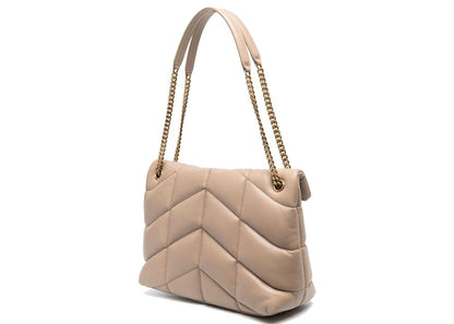 Saint Laurent Loulou Puffer Quilted Shoulder Bag Nude/Beige