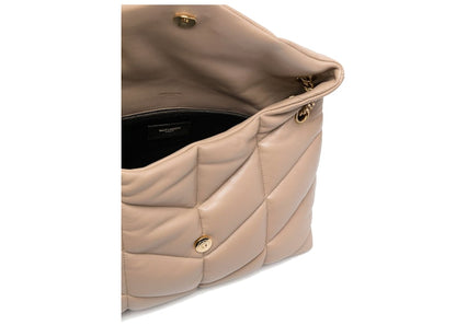 Saint Laurent Loulou Puffer Quilted Shoulder Bag Nude/Beige