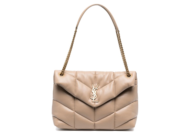 Saint Laurent Loulou Puffer Quilted Shoulder Bag Nude/Beige