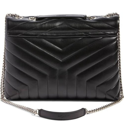 Saint Laurent Loulou Silver-tone Medium Black