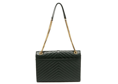 Saint Laurent Matelasse Leather Large Monogram Envelope Shoulder Bag Green