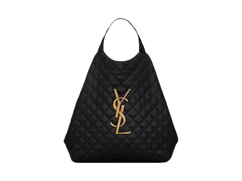Saint Laurent Maxi Shopping Bag Icare In Pelle Di Agnello Trapuntata Black
