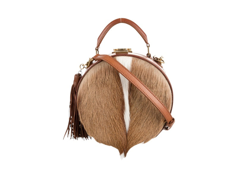 Saint Laurent Mica Small Hat Springbok Top Handle Natural