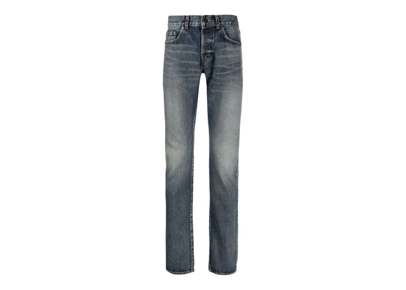Saint Laurent Mid-Rise Slim-Fit Jeans Dirty Sandy Blue