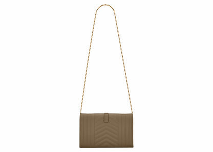 Saint Laurent Monogram Chain Wallet Grain De Poudre Vert Kaki