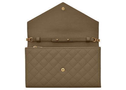 Saint Laurent Monogram Chain Wallet Grain De Poudre Vert Kaki