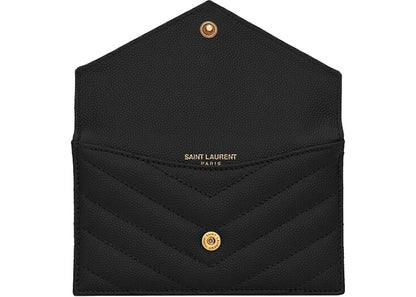 Saint Laurent Monogram Flap Card Case Grain De Poudre Black