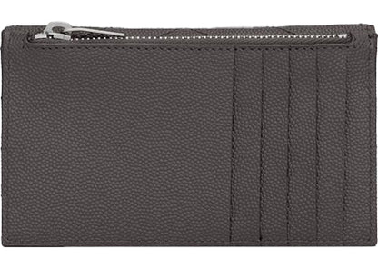 Saint Laurent Monogram Fragments Flap Card Case Grain De Poudre Storm Grey