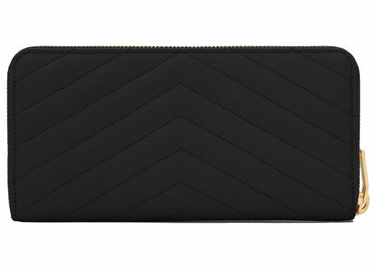 Saint Laurent Monogram Zip Around Wallet Grain De Poudre Black