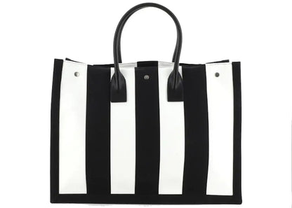 Saint Laurent NOE Striped Logo Tote Bag Large Black