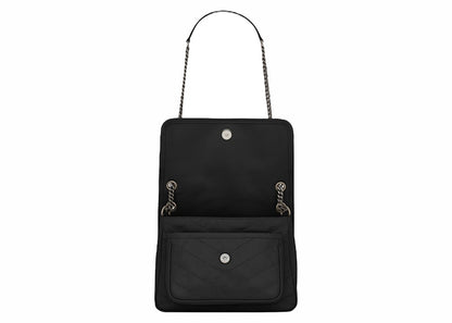Saint Laurent Niki Baby Crinkled Leather Shoulder Bag Black