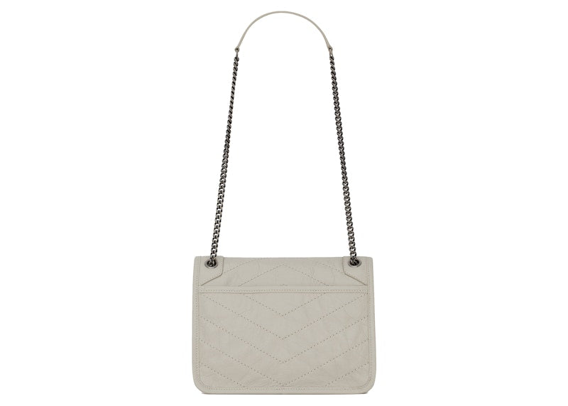 Saint Laurent Niki Baby Crinkled Vintage Blanc Vintage