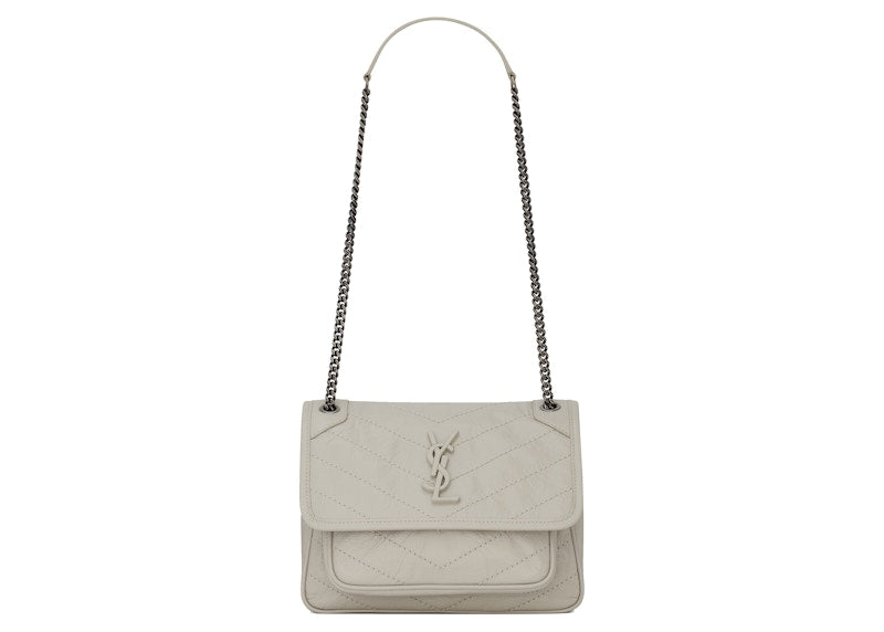 Saint Laurent Niki Baby Crinkled Vintage Blanc Vintage