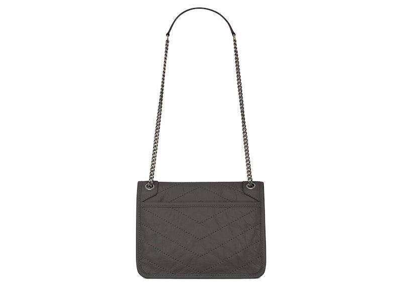 Saint Laurent Niki Baby Crinkled Vintage Storm