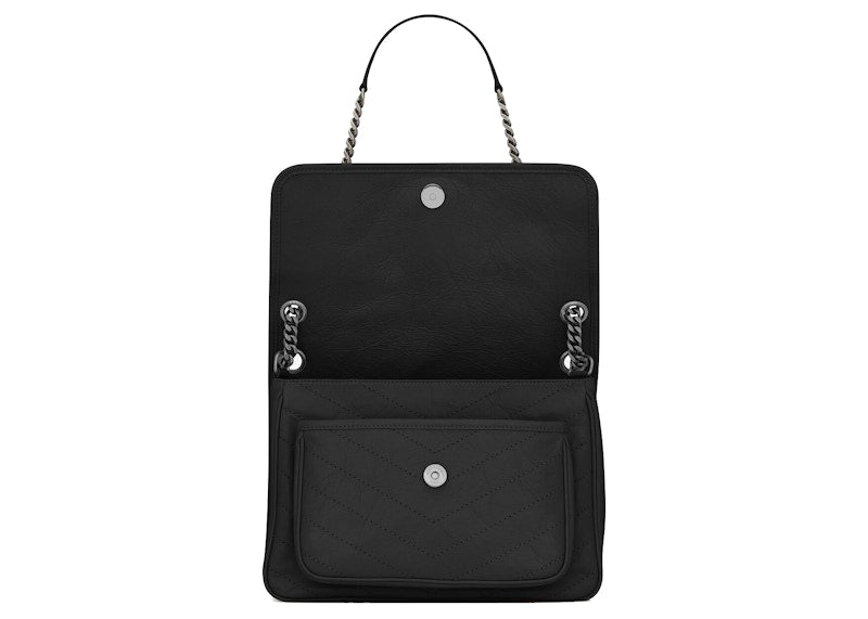 Saint Laurent Niki Shoulder Bag Medium Crinkled Vintage Black