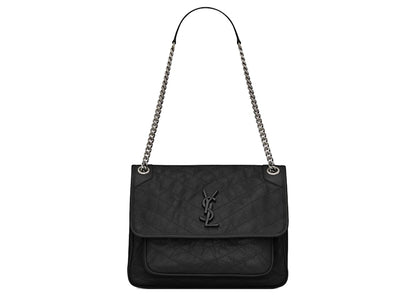 Saint Laurent Niki Shoulder Bag Medium Crinkled Vintage Black