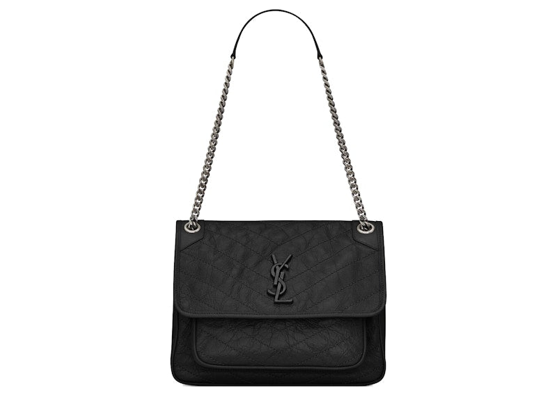 Saint Laurent Niki Shoulder Bag Medium Crinkled Vintage Black