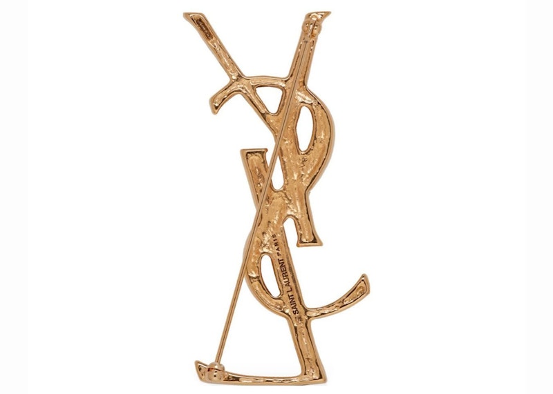 Saint Laurent Opyum YSL Crocodile Brooch Gold Brass