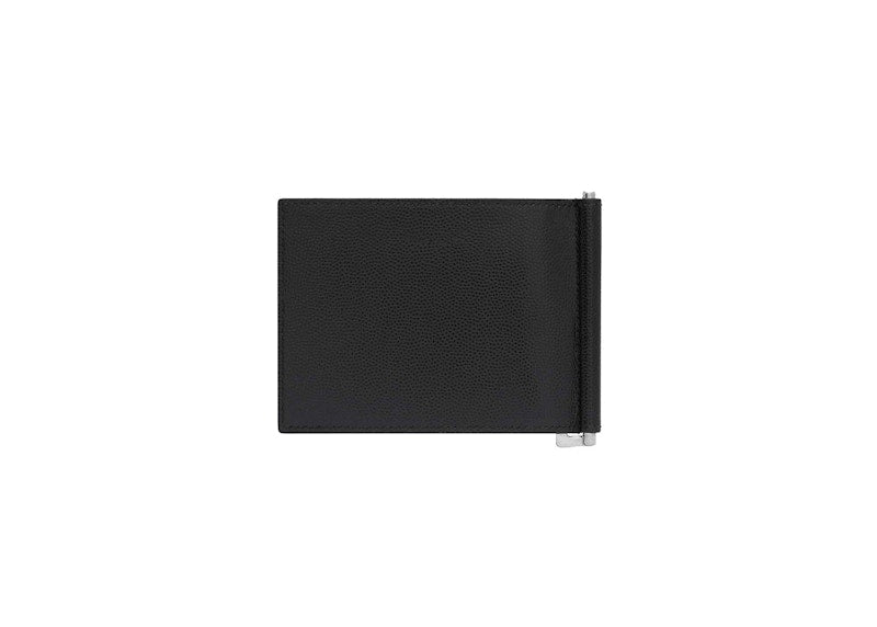 Saint Laurent Paris Bill Clip Wallet in Grain de Poudre Embossed Leather Black